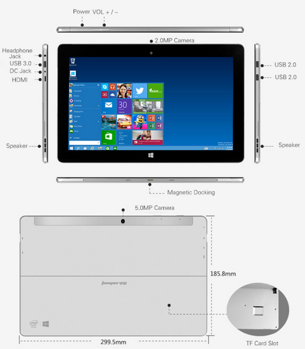 umper EZpad 5s Flagship 2 in 1 Ultrabook Tablet PC レビュー　外部コネクタ―
