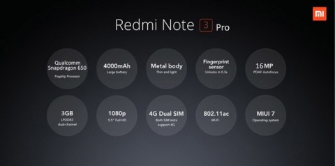 XIAOMI Redmi Note 3 Proスペック詳細