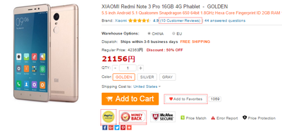Xiaomi Redmi note3 pro　最安購入