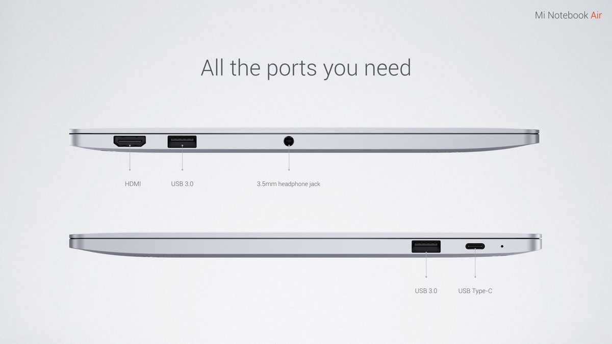 Xiaomi Mi Notebook Air　インターフェースについての参考画像