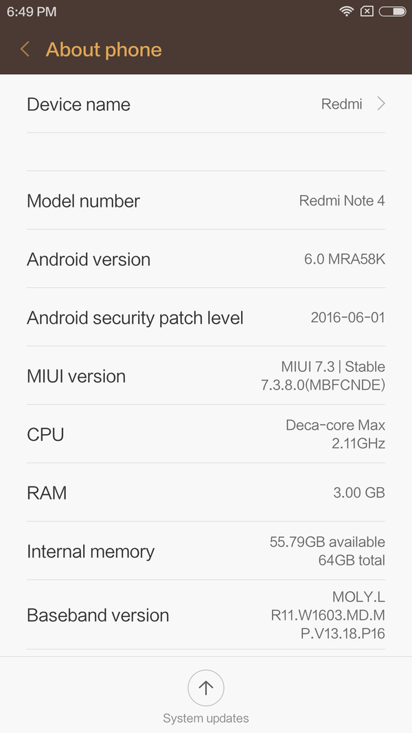 Xiaomi Redmi Note 4 レビュー　GearBestから届いた時のROM参考画像