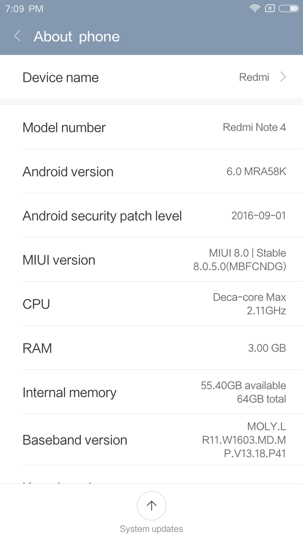 Xiaomi Redmi Note 4 レビュー　OTAアップデートした参考画像