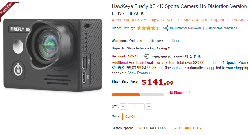 HawKeye Firefly 8S 4K　日本からの購入