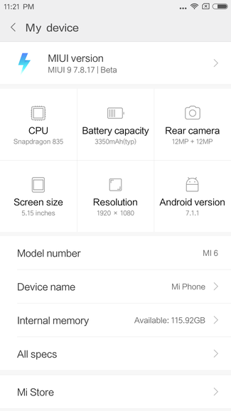 Xiaomi Mi6をMIUI9にアップデート！まだCDMA2000は掴まず。