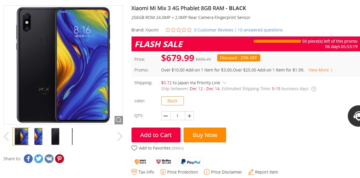 最安価格は 333 99 Xiaomi Mi Mix 3 レビュー カメラやcpuの評価や対応周波数 割引クーポンなどまとめ ガジェットフリーク