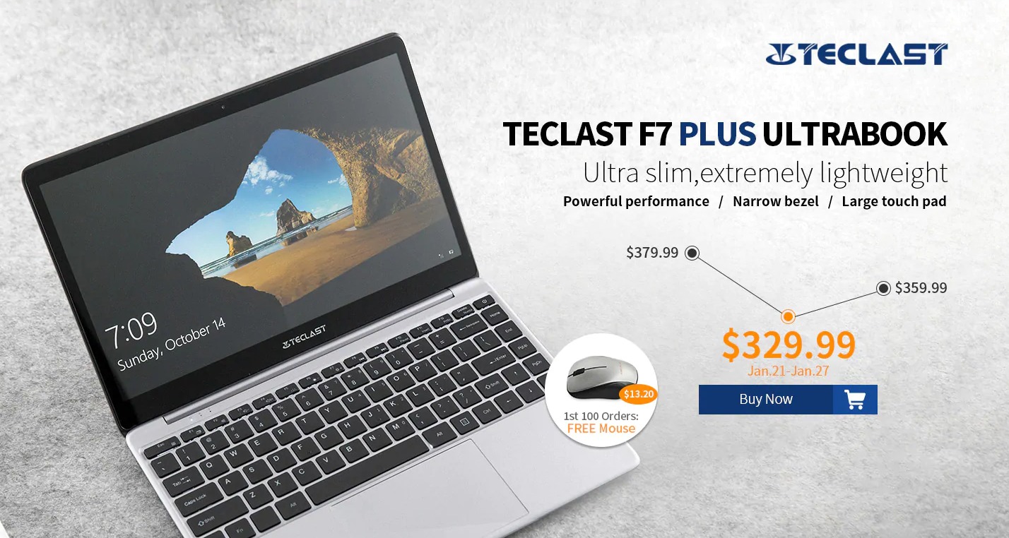 Teclast F7 Plus　 Intel Gemini Lake N4100搭載14インチSSDノートPCが$329.99！