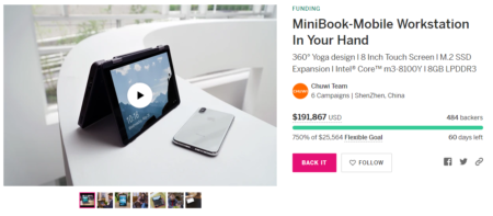 CHUWI MiniBookがIndiegogoで$449より先行発売が開始されました！