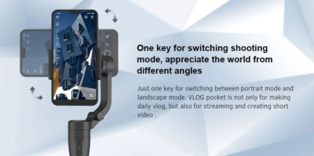 【セール価格69ドル】FeiyuTech VLOG Pocket スマホ用ジンバル 軽量コンパクトなのに240gまで対応