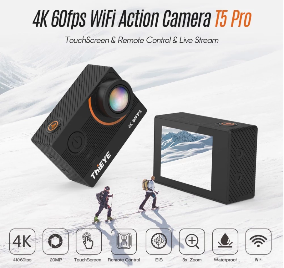 ThiEYE T5 Pro 4K/60FPSが撮影可能なアクションカメラ