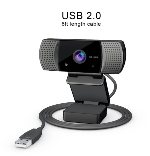 プライバシー保護機能とノイズキャンセルマイク付き1080pワイド広角ウェブカメラ