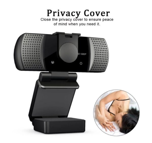 プライバシー保護機能とノイズキャンセルマイク付き1080pワイド広角ウェブカメラ