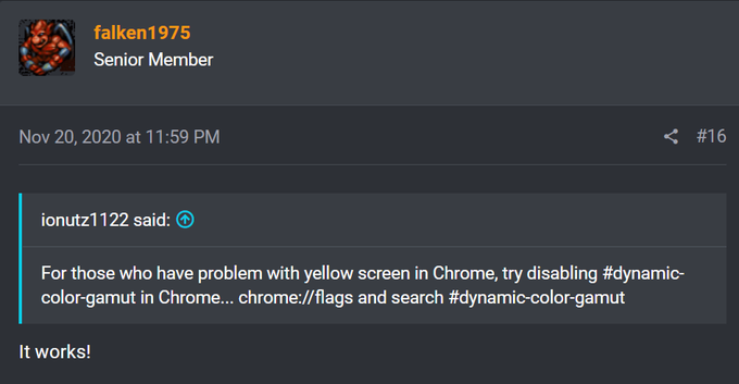 Google Chrome スクロール時に画面が黄色になる現象の対処法