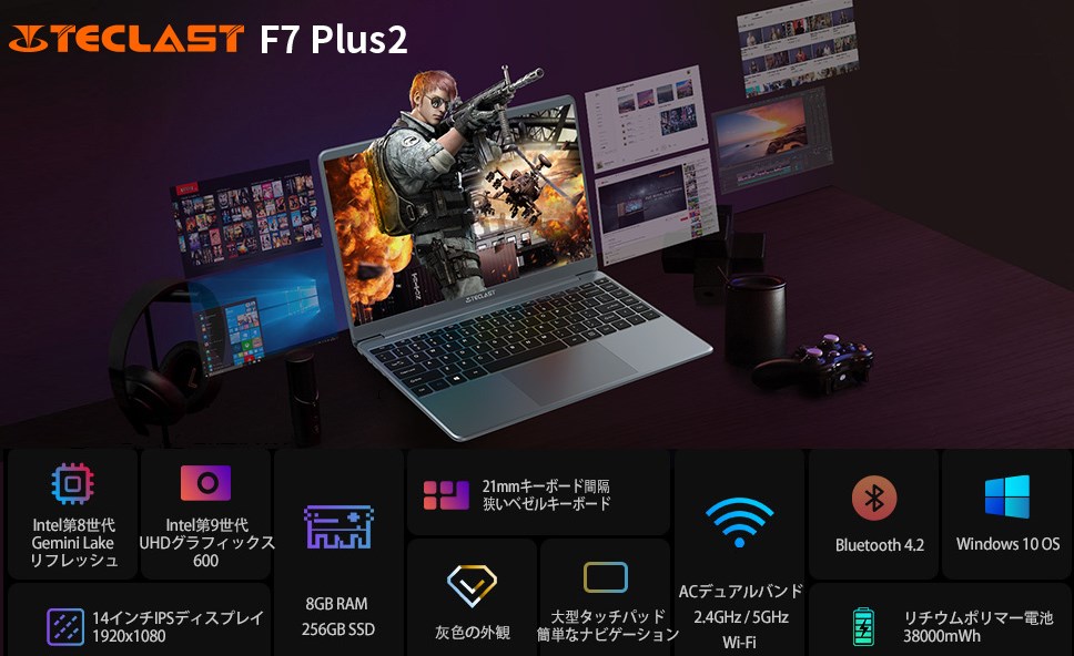【14.1インチ・Windows 10 ノートPC】F7 plus2
